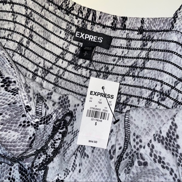 Express Gray Snake Ruffle Tank Dress - Picture 2 of 5